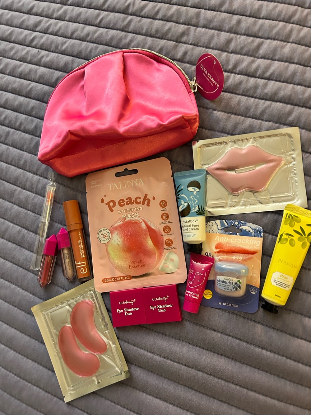 Ulta Beauty Pink Cosmetic Pouch & Assorted Women’s Makeup and skincare Kit